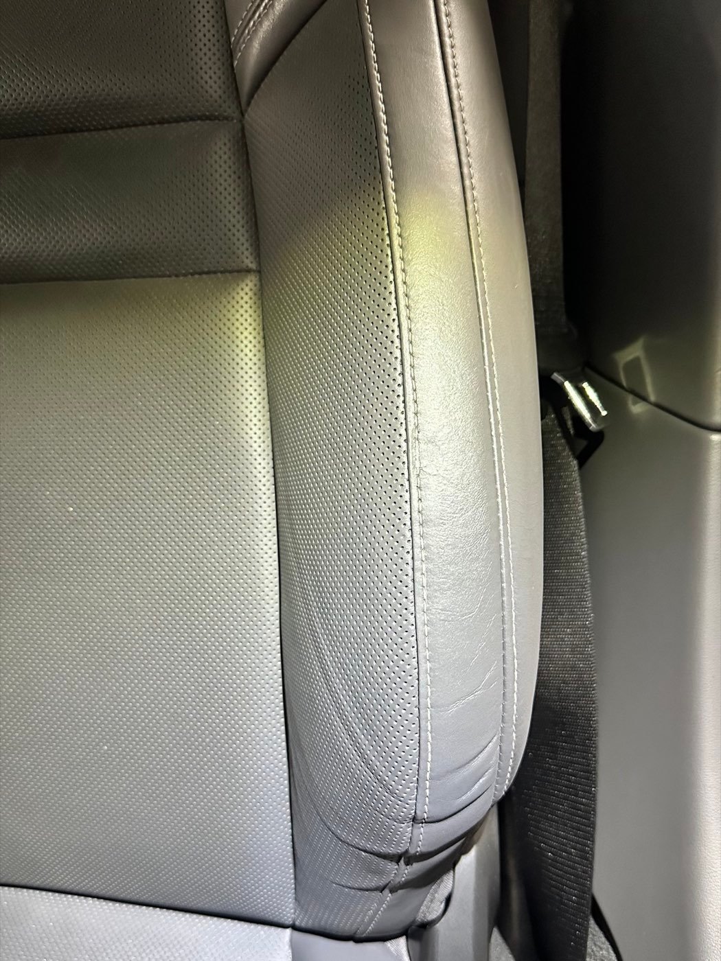 Grey leather bolster after conditioning