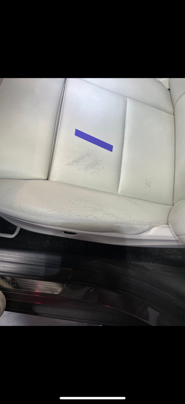 Cream leather seat before restoration