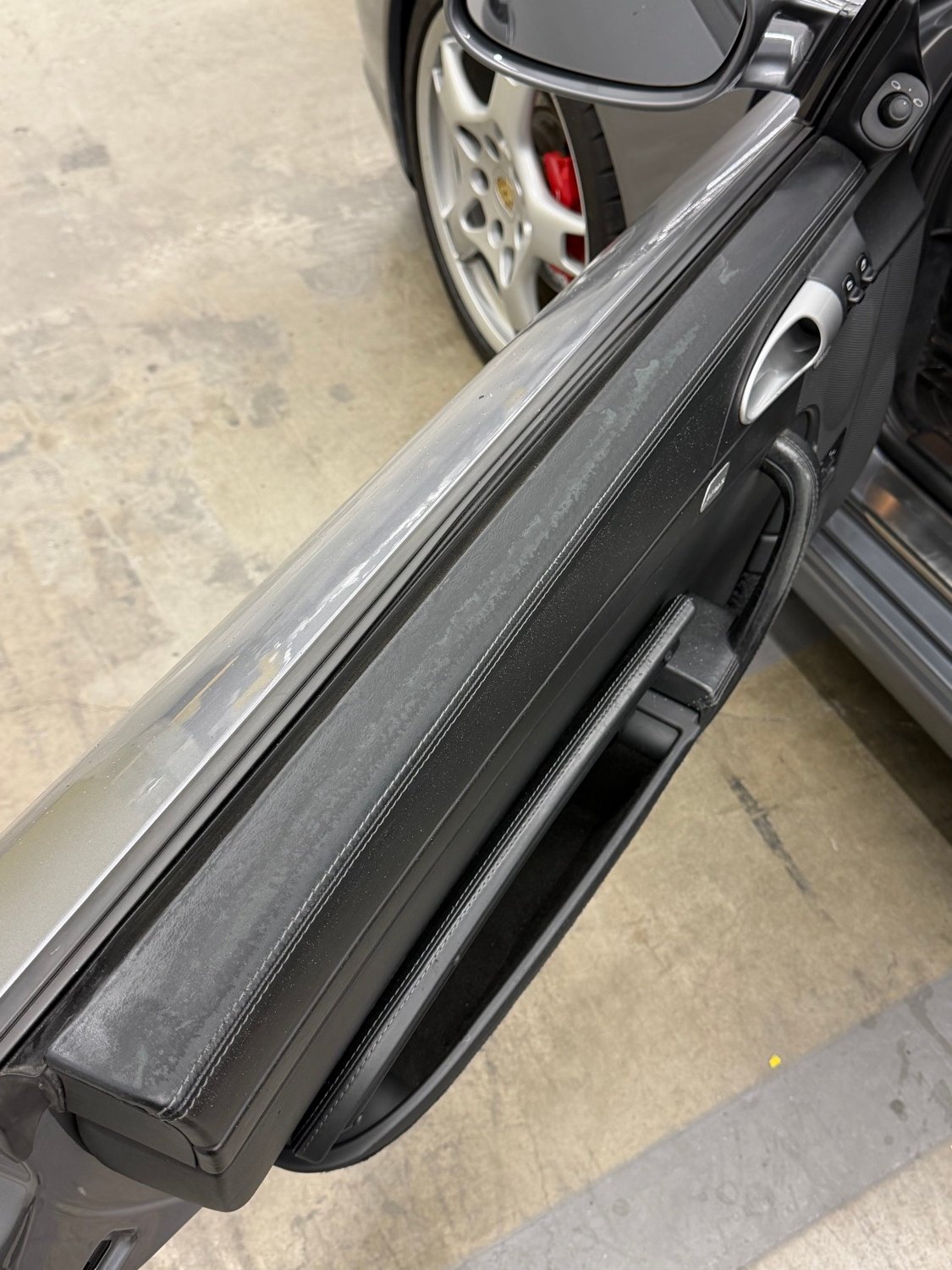 Porsche door panel before restoration
