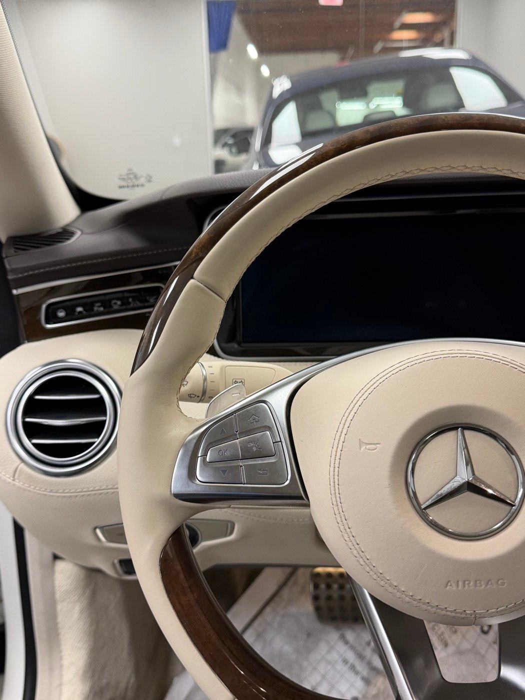 Mercedes leather and wood steering wheel after reconditioning