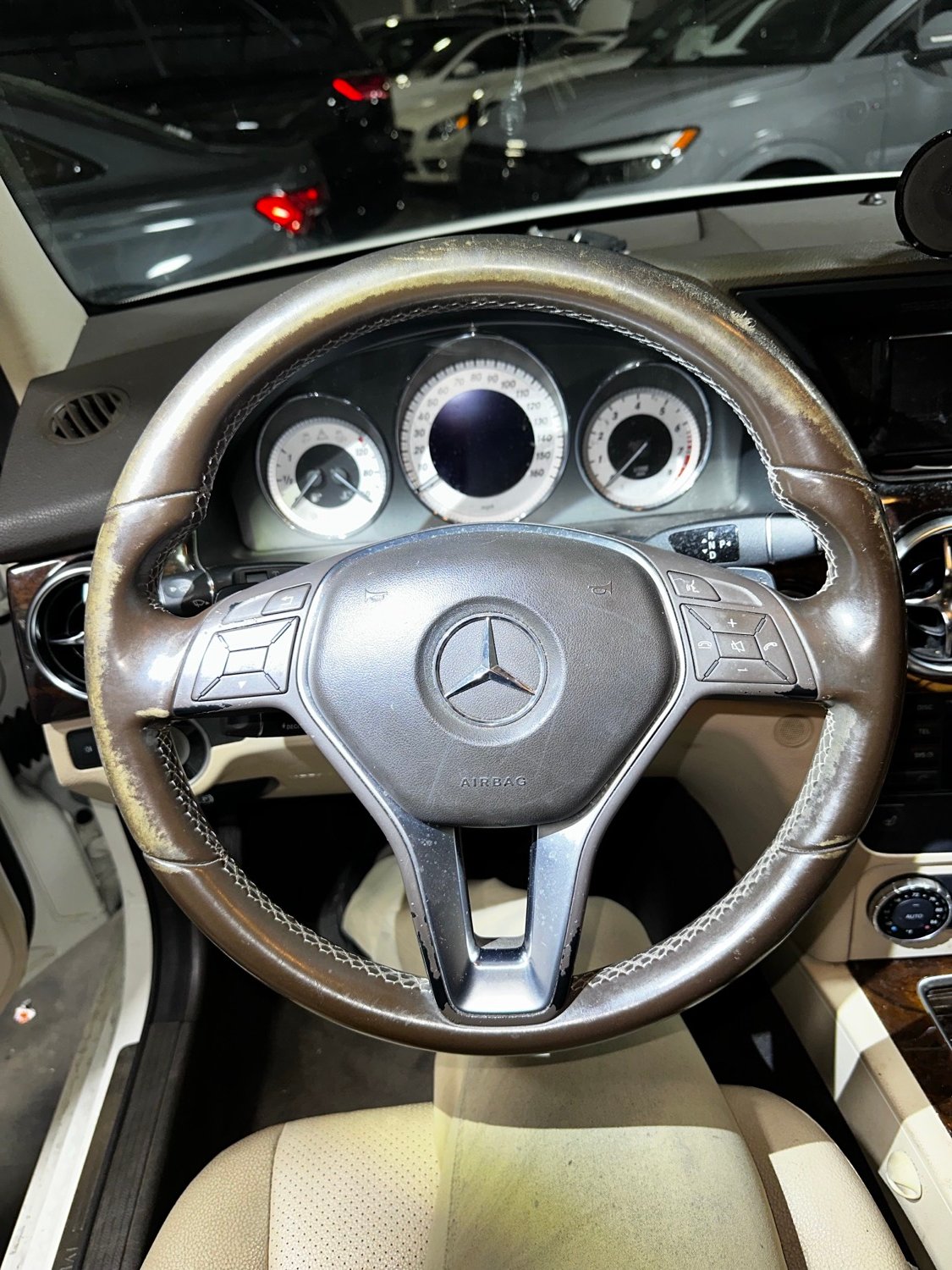 Mercedes steering wheel before restoration