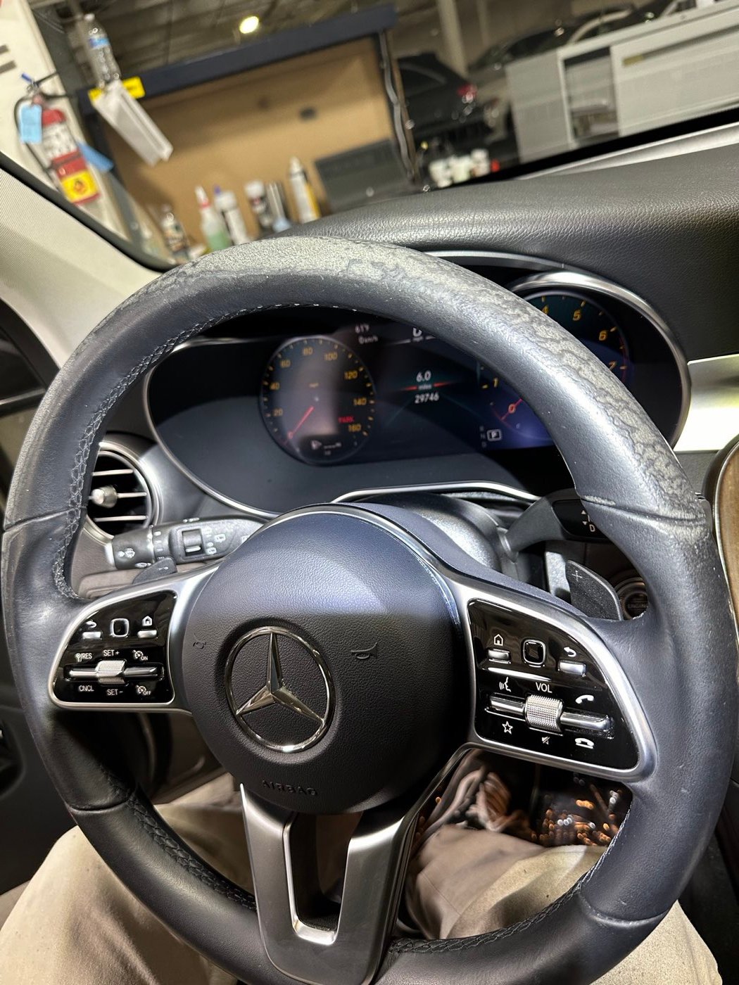 Steering wheel before restoration